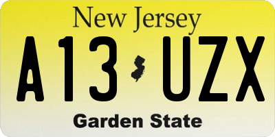 NJ license plate A13UZX