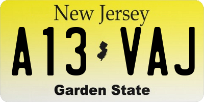 NJ license plate A13VAJ