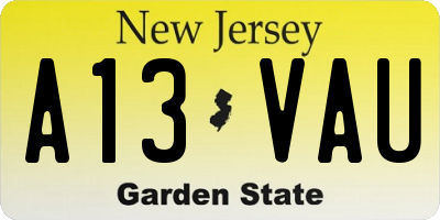 NJ license plate A13VAU