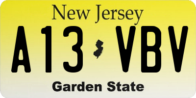 NJ license plate A13VBV