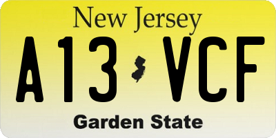 NJ license plate A13VCF