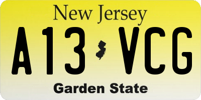 NJ license plate A13VCG