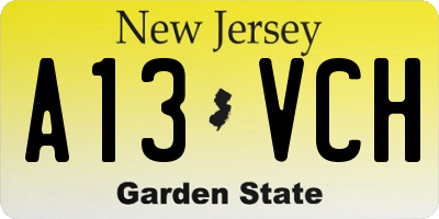 NJ license plate A13VCH