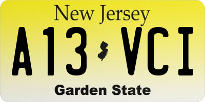 NJ license plate A13VCI