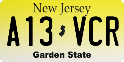 NJ license plate A13VCR