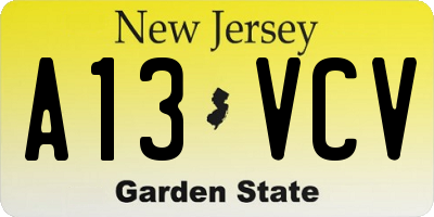 NJ license plate A13VCV