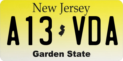 NJ license plate A13VDA