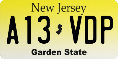 NJ license plate A13VDP