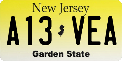 NJ license plate A13VEA