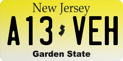 NJ license plate A13VEH