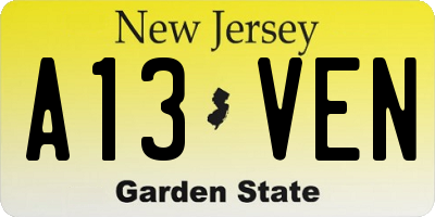 NJ license plate A13VEN