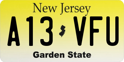 NJ license plate A13VFU