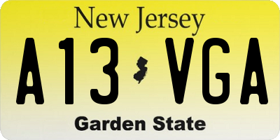 NJ license plate A13VGA