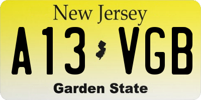 NJ license plate A13VGB