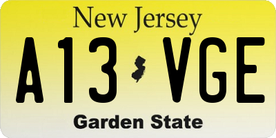 NJ license plate A13VGE