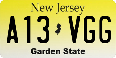NJ license plate A13VGG