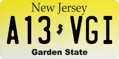 NJ license plate A13VGI