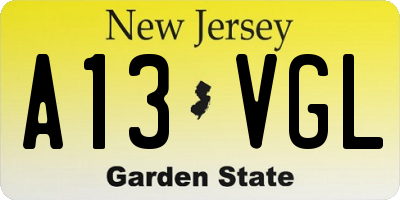 NJ license plate A13VGL