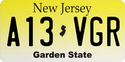 NJ license plate A13VGR