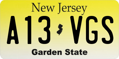 NJ license plate A13VGS