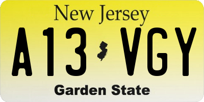 NJ license plate A13VGY