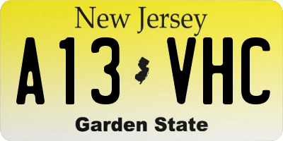 NJ license plate A13VHC