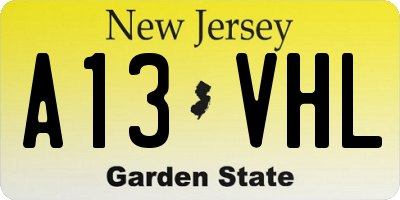 NJ license plate A13VHL