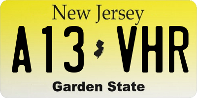 NJ license plate A13VHR