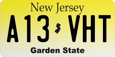 NJ license plate A13VHT