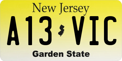 NJ license plate A13VIC