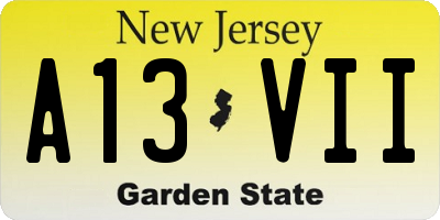 NJ license plate A13VII