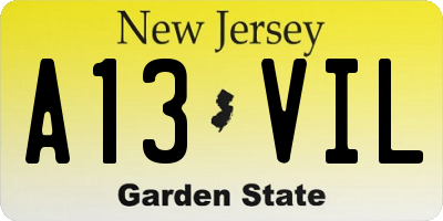NJ license plate A13VIL