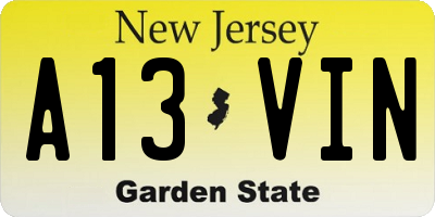 NJ license plate A13VIN