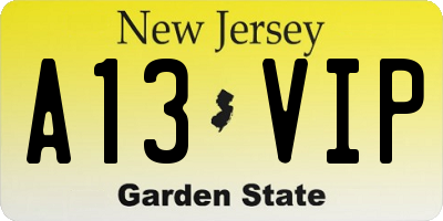 NJ license plate A13VIP