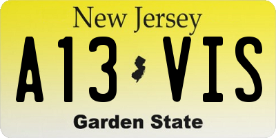 NJ license plate A13VIS