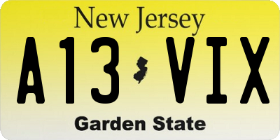 NJ license plate A13VIX