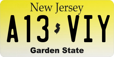 NJ license plate A13VIY