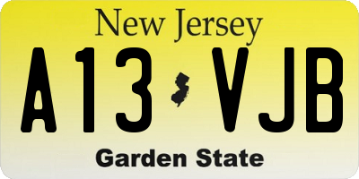 NJ license plate A13VJB
