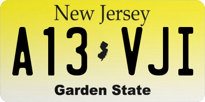 NJ license plate A13VJI