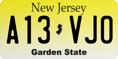 NJ license plate A13VJO