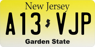 NJ license plate A13VJP