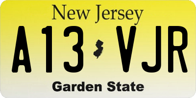 NJ license plate A13VJR