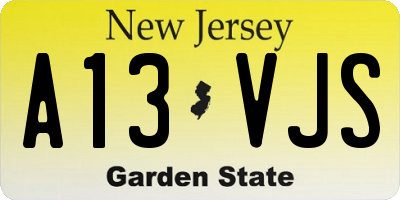NJ license plate A13VJS