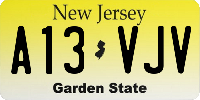NJ license plate A13VJV