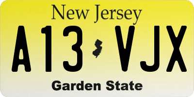 NJ license plate A13VJX