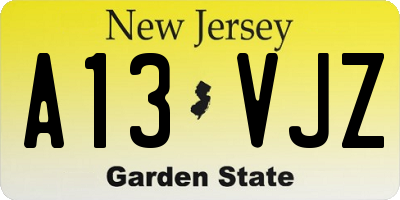 NJ license plate A13VJZ