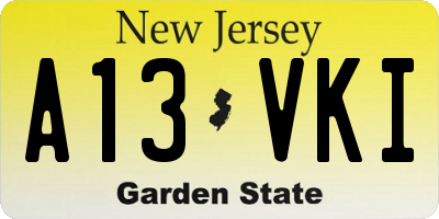 NJ license plate A13VKI