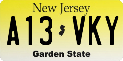 NJ license plate A13VKY