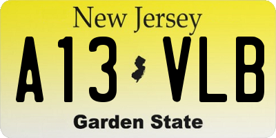 NJ license plate A13VLB