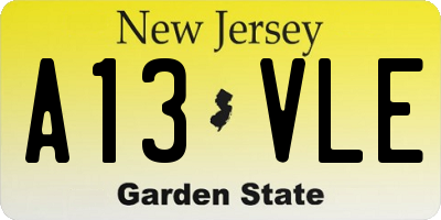 NJ license plate A13VLE